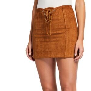 Anthropologie Raga  Faux Suede  Lace up Skirt   SZ M